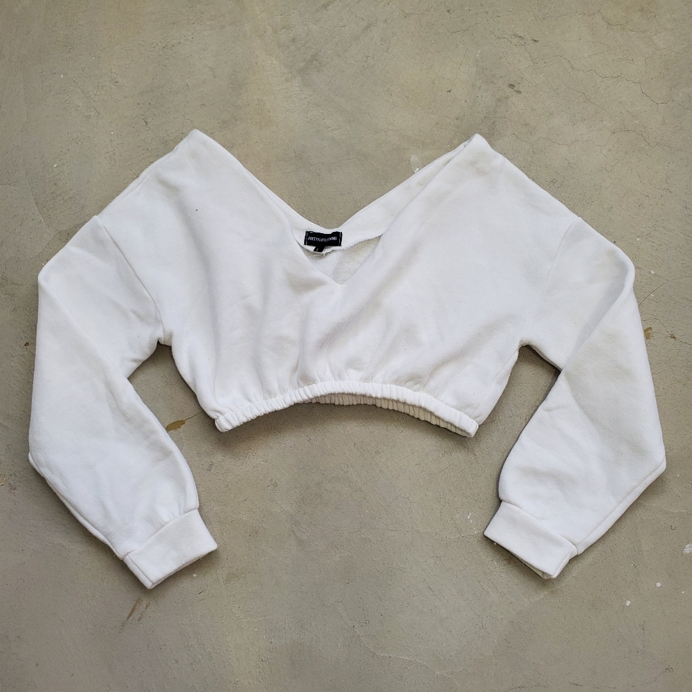 Cropped White Sweater